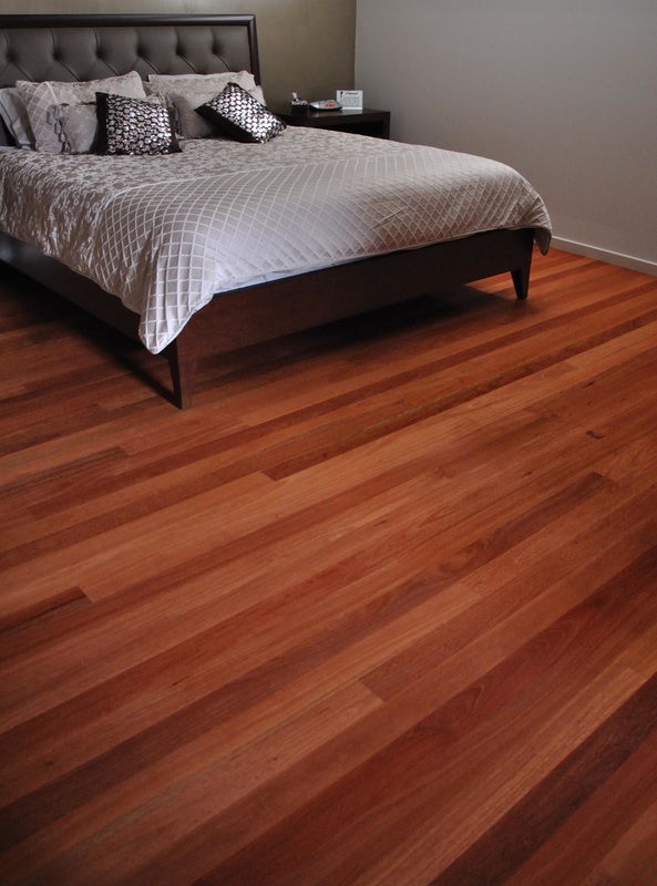 Photo: Sydney Blue Gum flooring - installed in a bedroom. ©